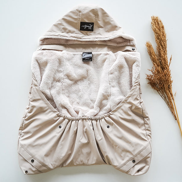 cape d'hiver beige chaude et imperméable pour porte bébé ROOKIE